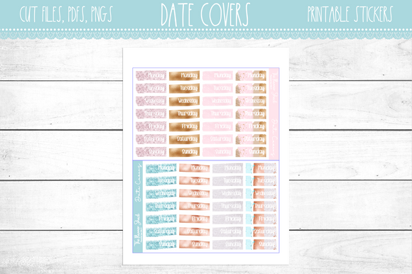 Mint and Pink Date Covers